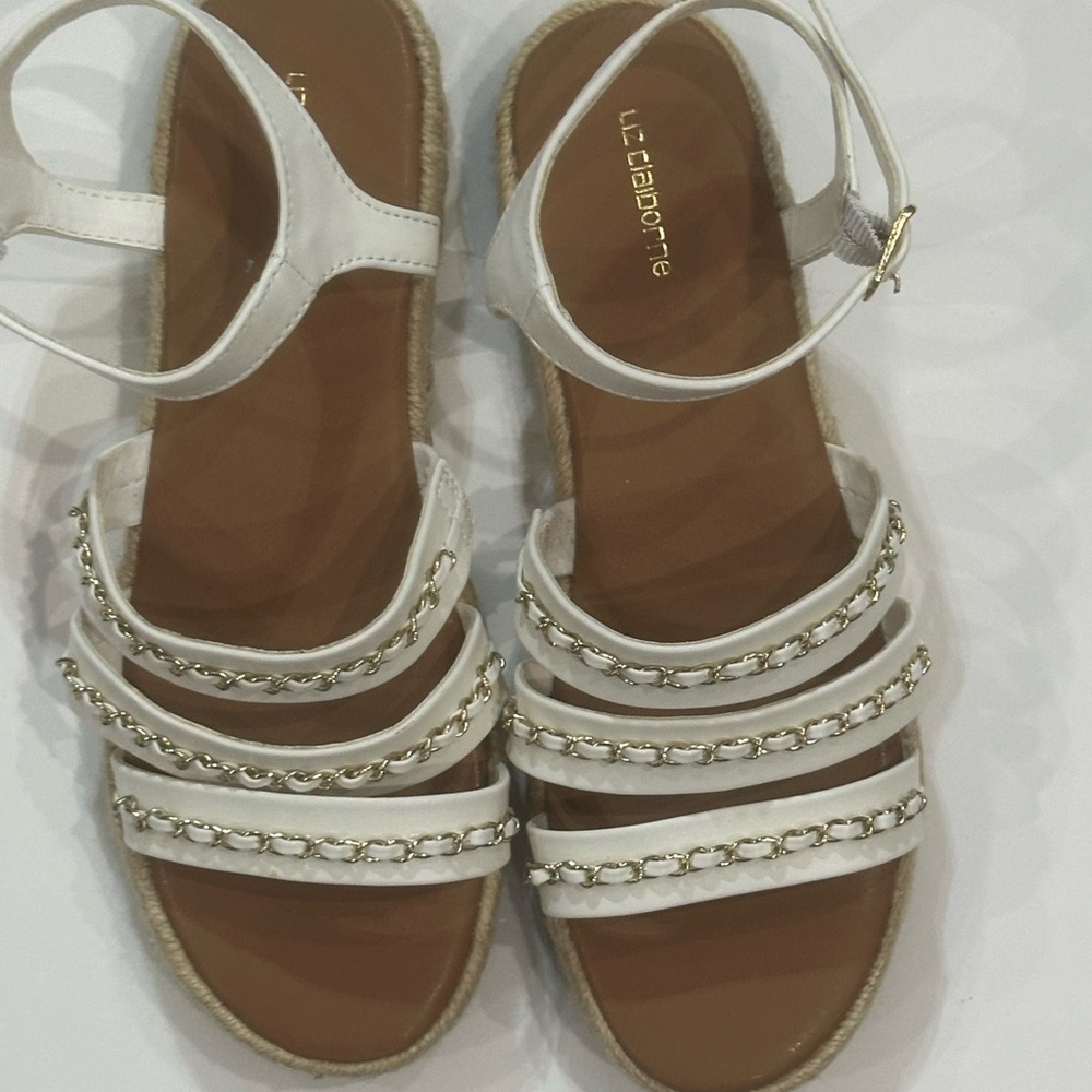 Liliana White Chain Strap Sandals